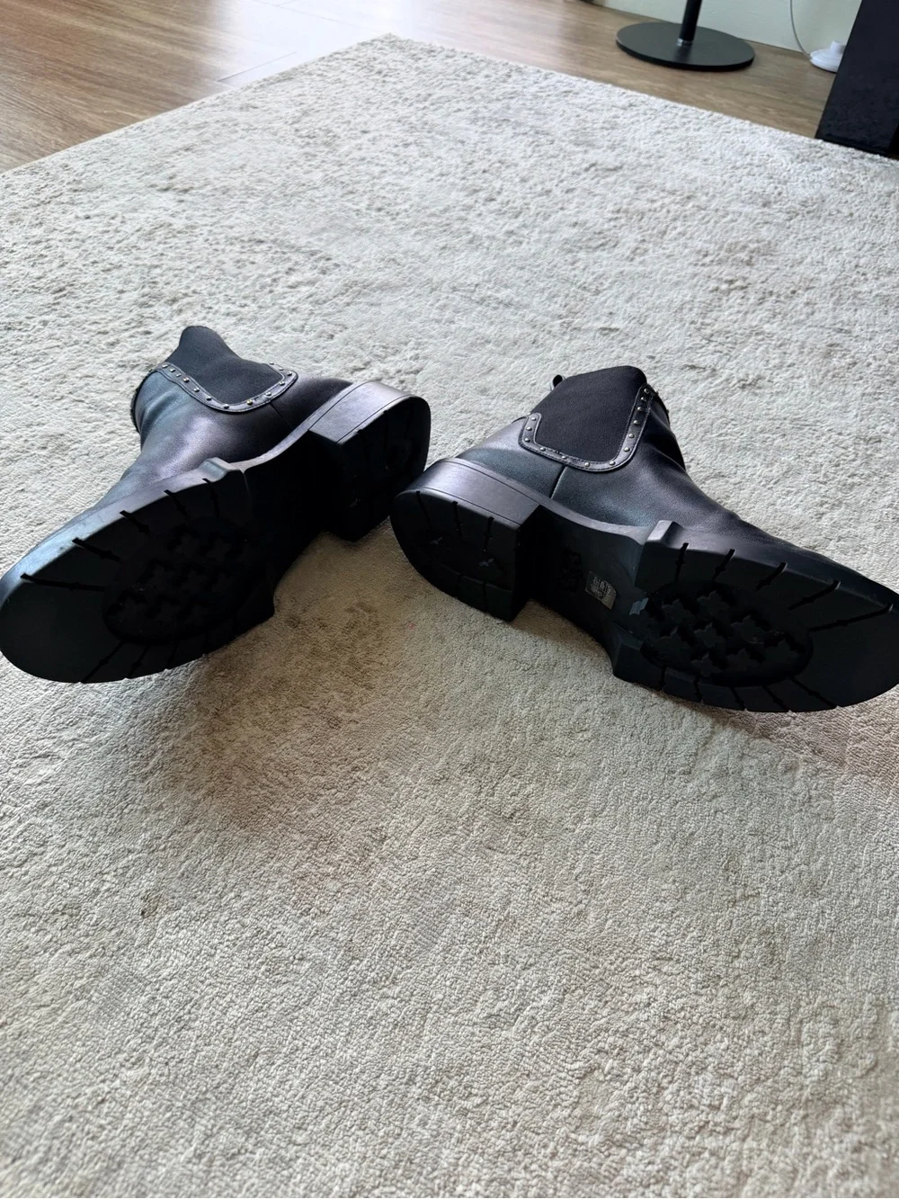 Coach Lory Black Studded Leather Chelsea Boots Size 7.5 / 38